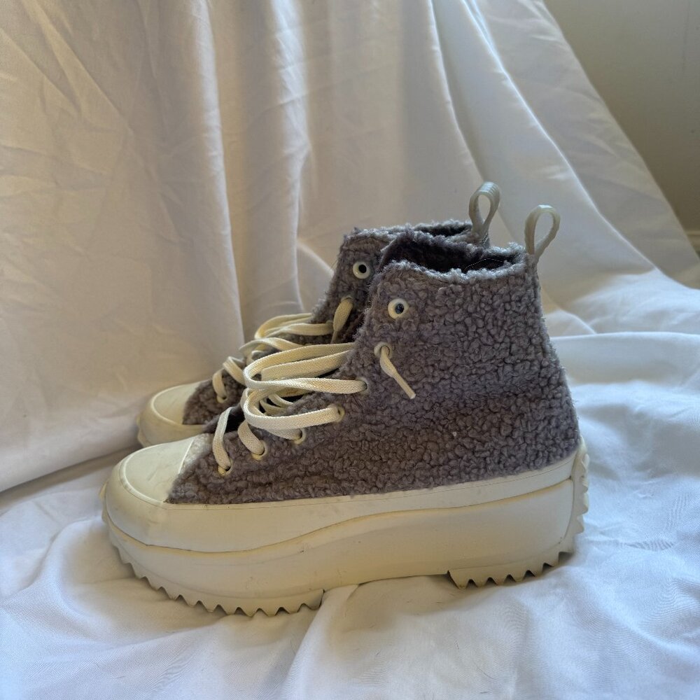 Converse Sherpa Platform High Top Sneakers Purple/White Size 7.5 | Lightly Worn